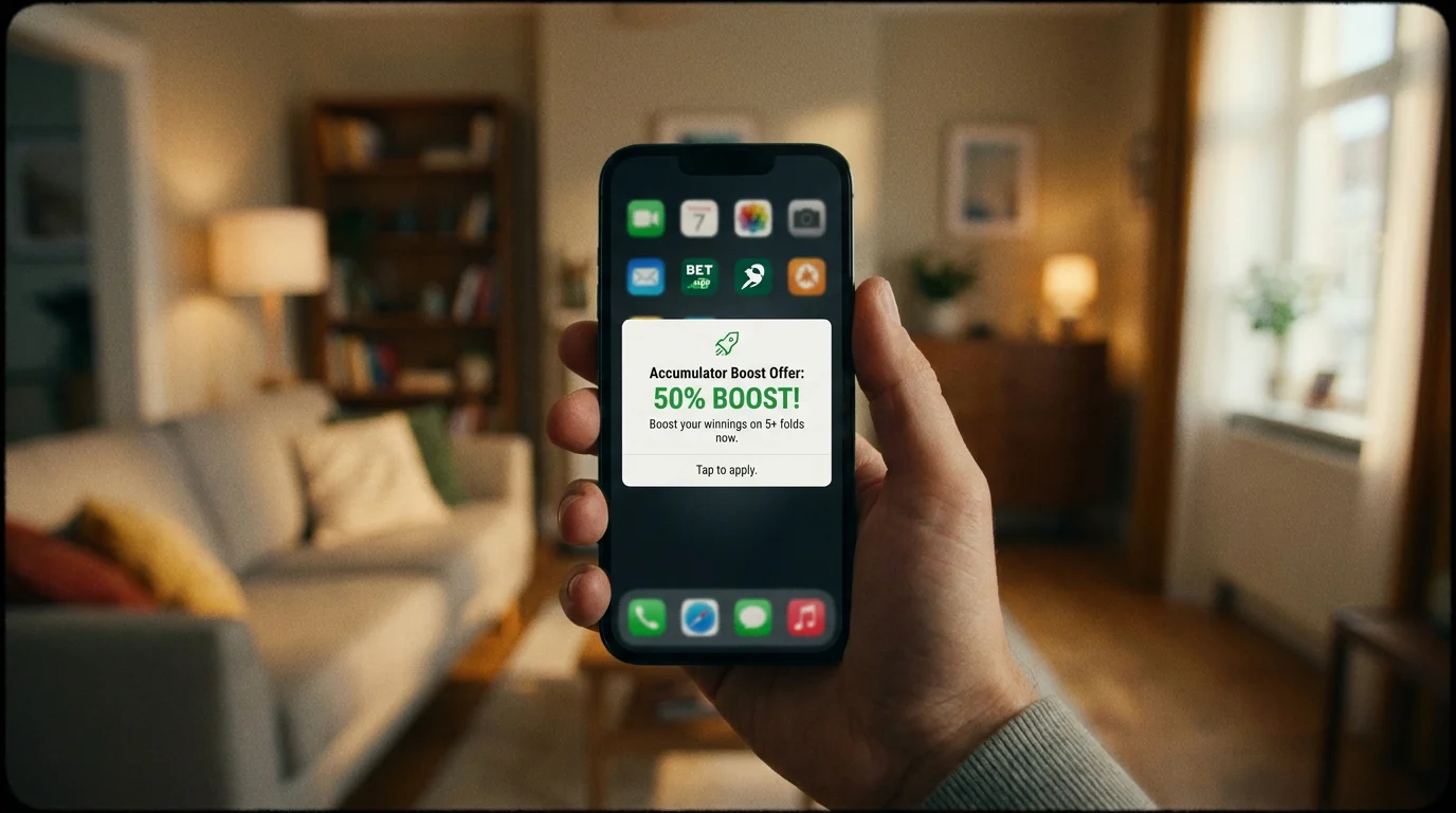 Accumulator boost promotion banner showing percentage increase on winnings