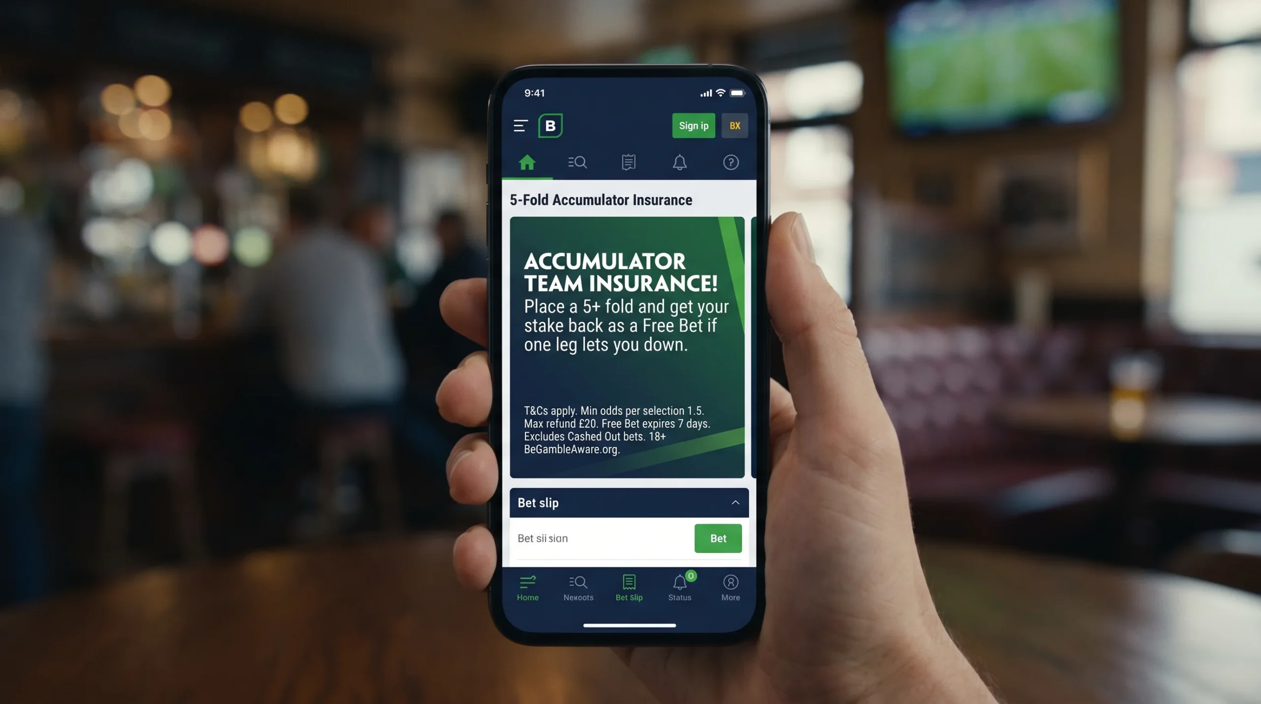 Accumulator insurance refund displayed as free bet credit with conditions