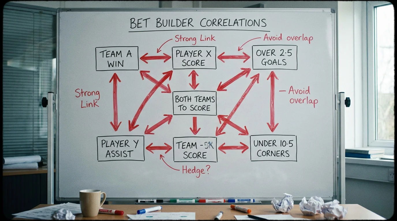 Correlation matrix showing how tennis bet builder legs relate to each other