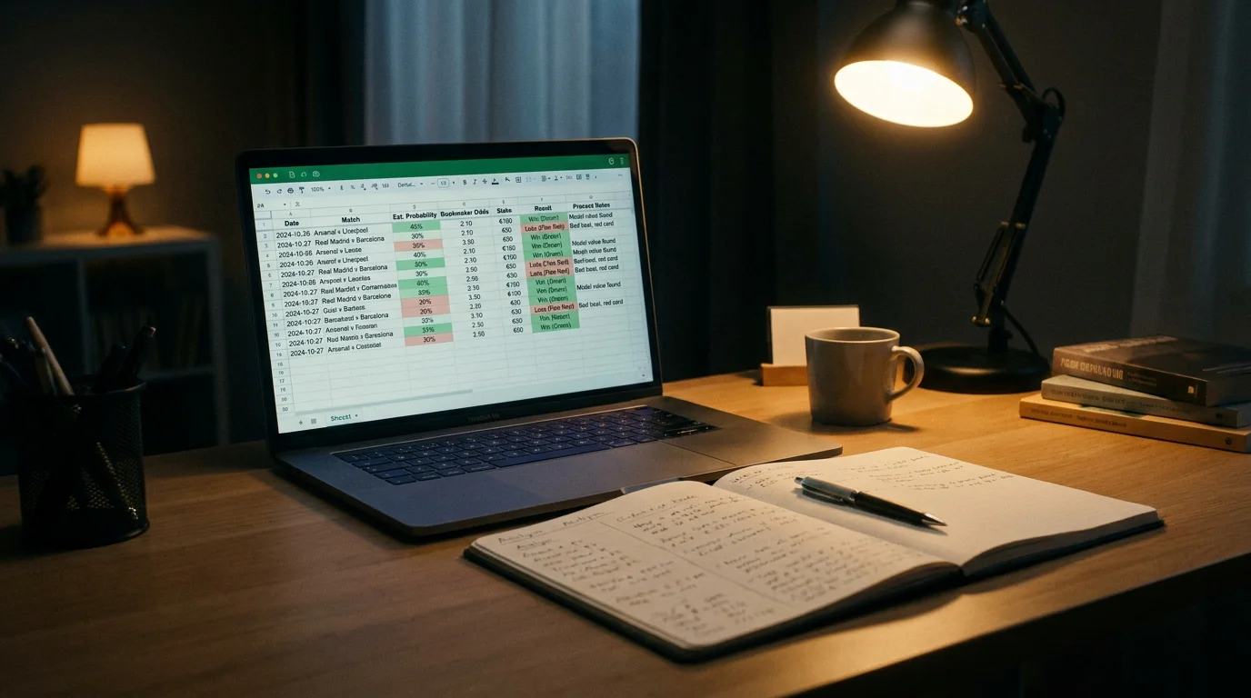 Spreadsheet view of weekly bet review log showing process evaluation columns alongside results