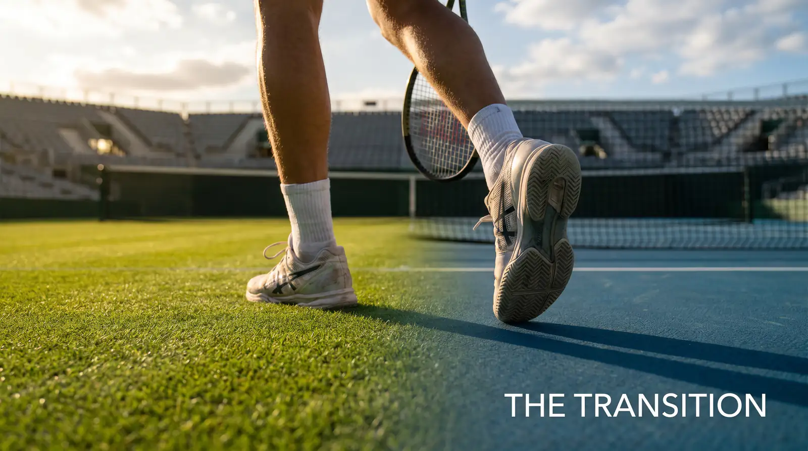 Player transitioning from grass to hard court with form carry-over assessment