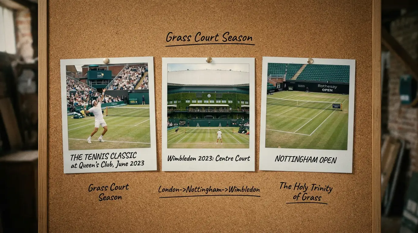 Short grass court season timeline showing limited match data availability