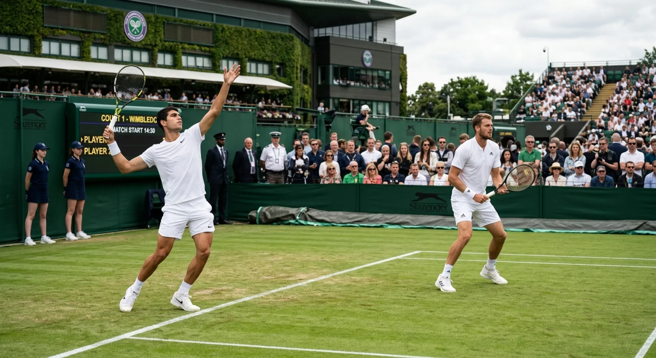 Two big servers on grass court producing high-total tie-break-heavy match