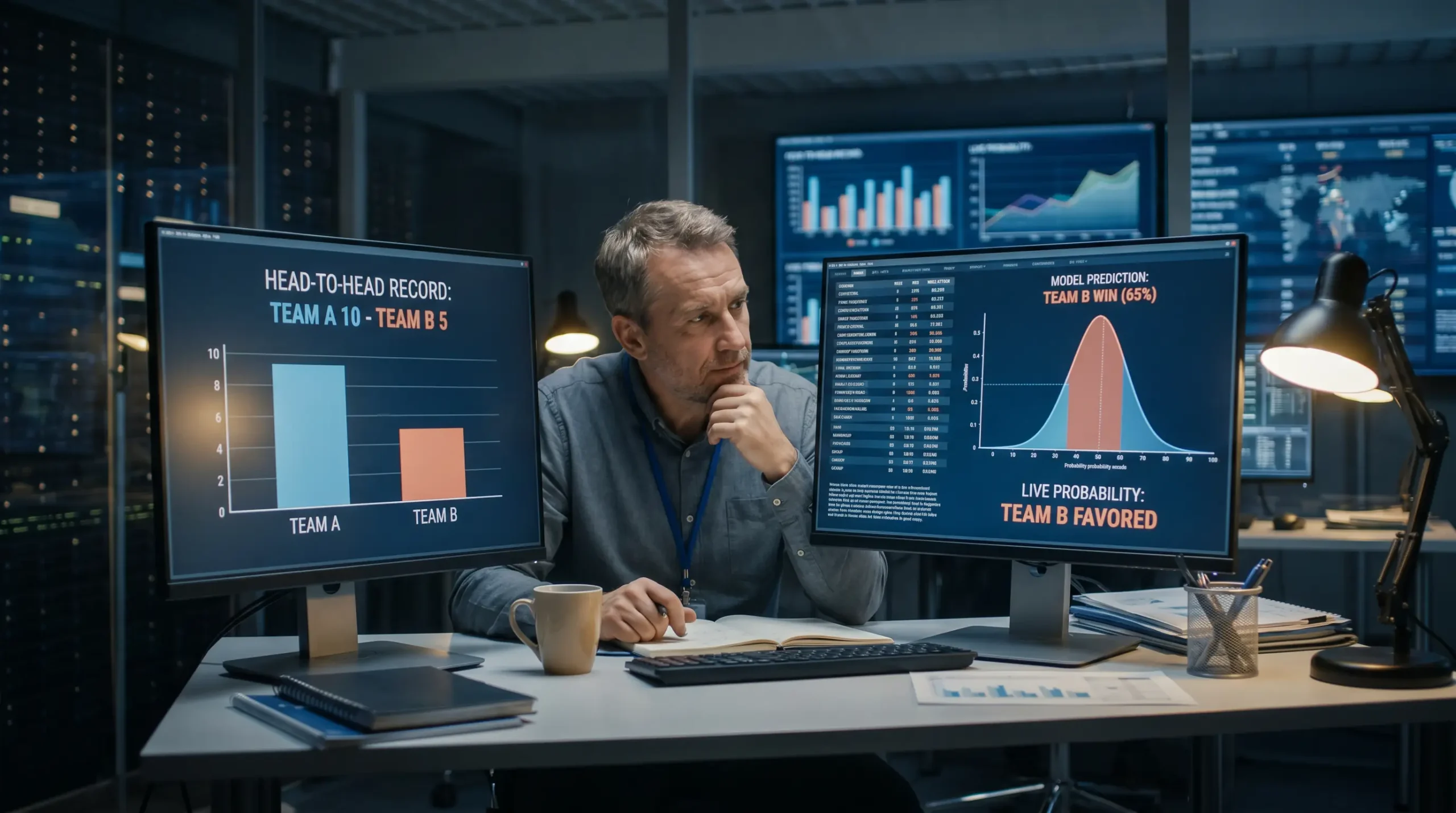 Cognitive bias illustration showing overweighting of head-to-head versus statistical models