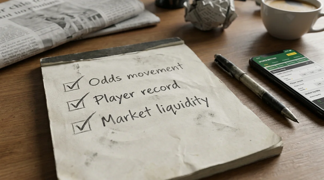 Pre-bet integrity checklist showing odds pattern and liquidity checks