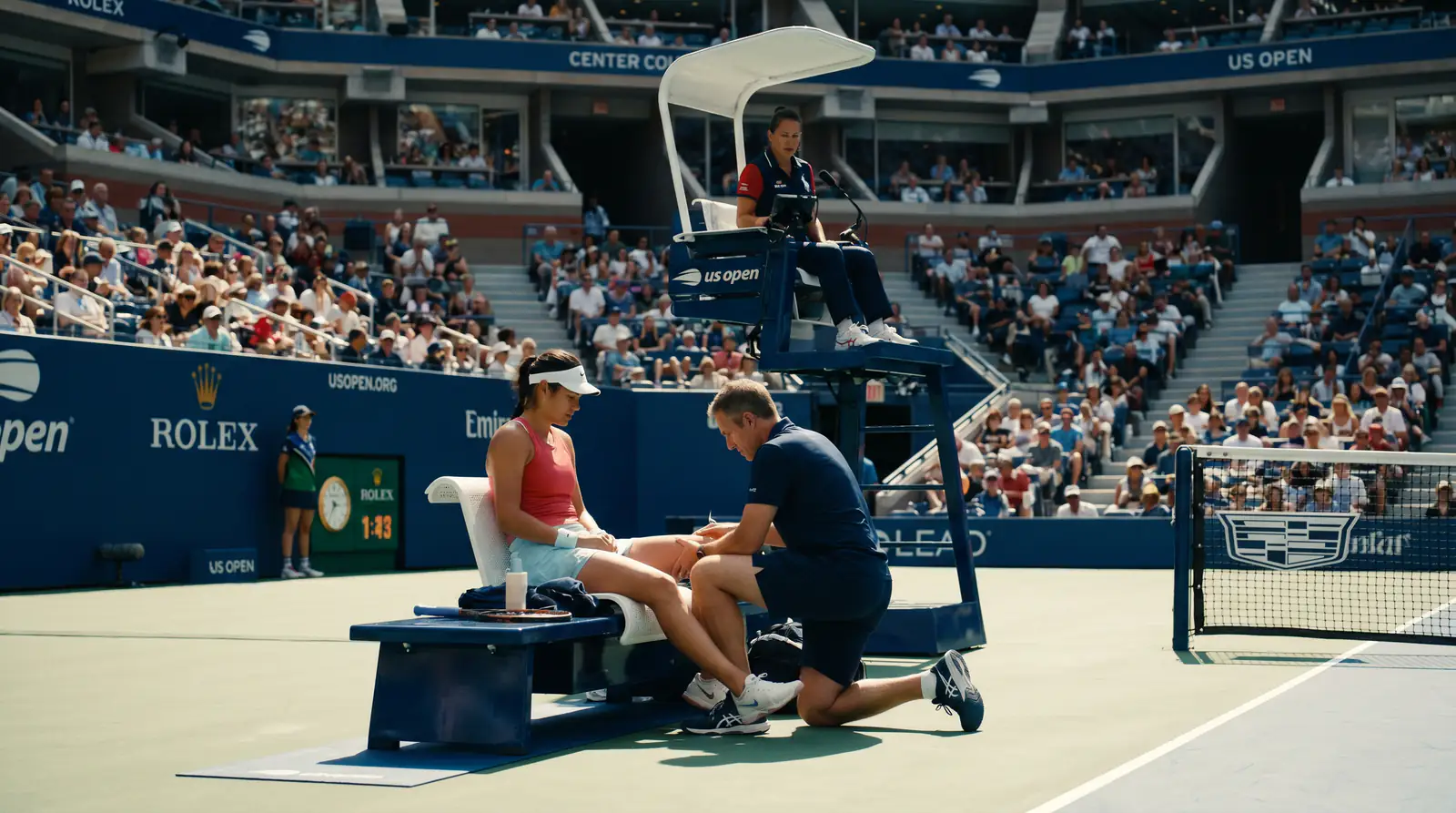 Tennis player receiving medical treatment during match signalling cash out trigger