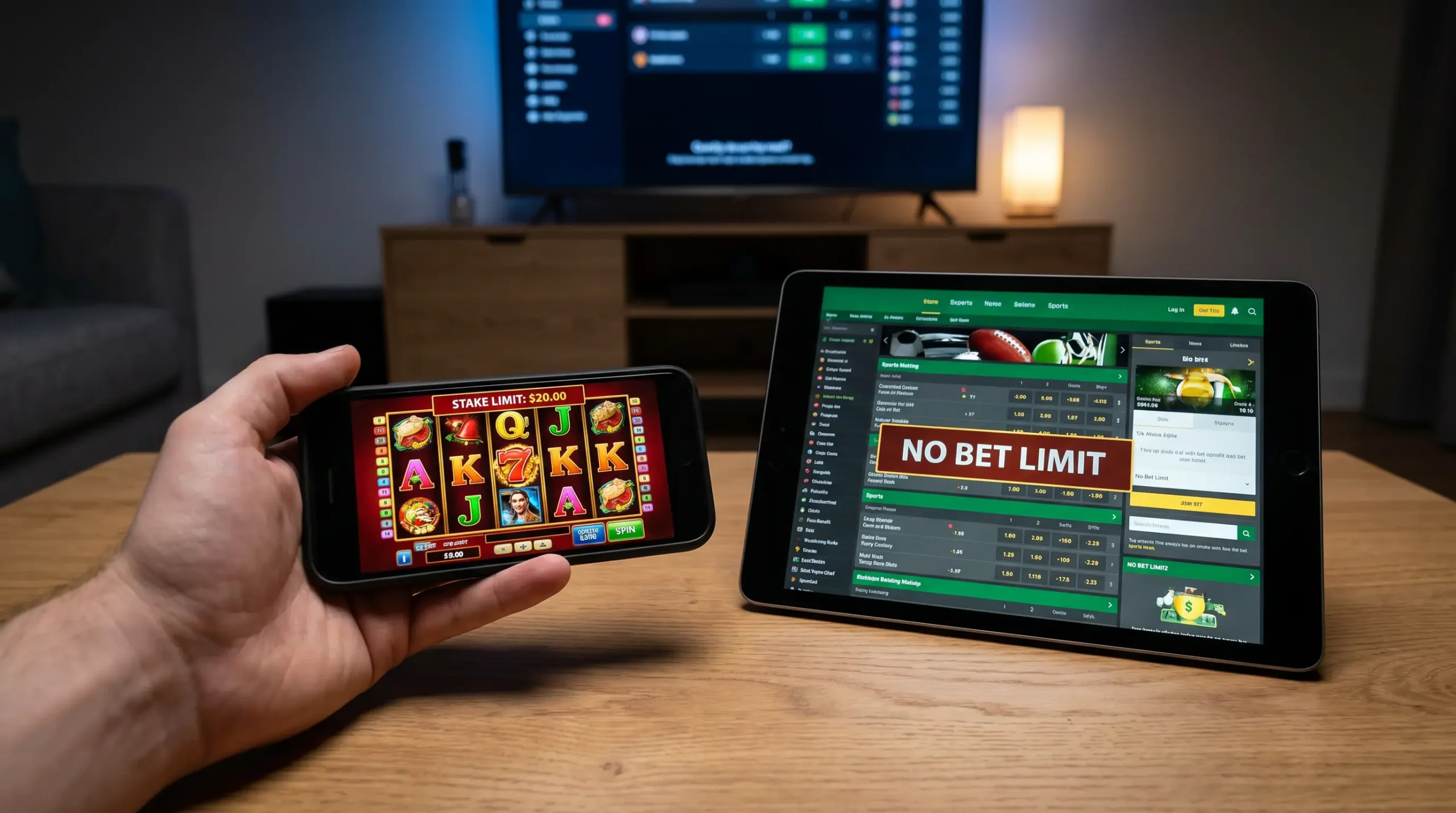 Online stake limits scope diagram showing slots only, not sports betting