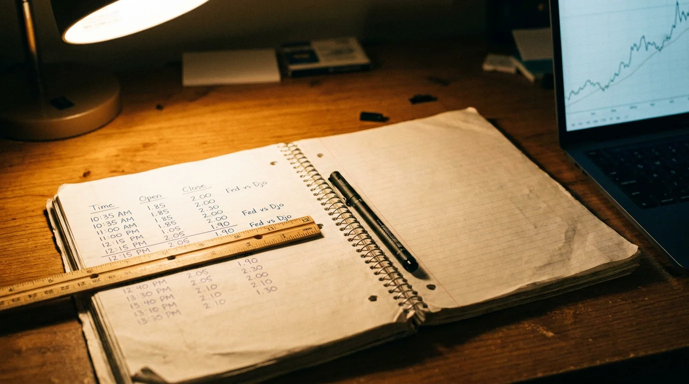 Notebook with pre-match tennis odds movement notes showing opening and closing prices