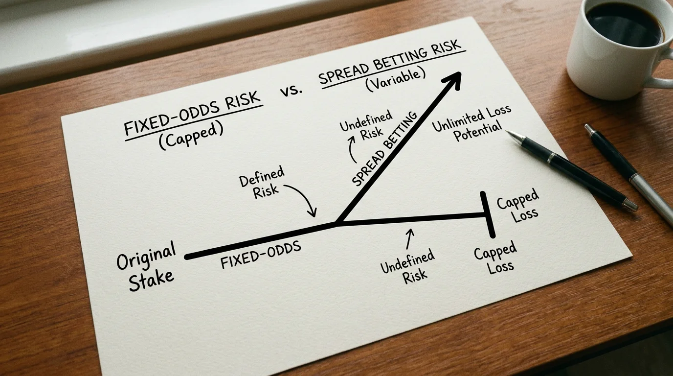 Risk comparison diagram between spread betting and fixed odds for tennis