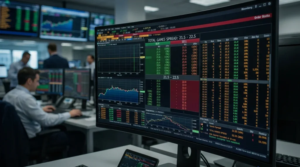 Tennis spread betting buy and sell positions on total games market display