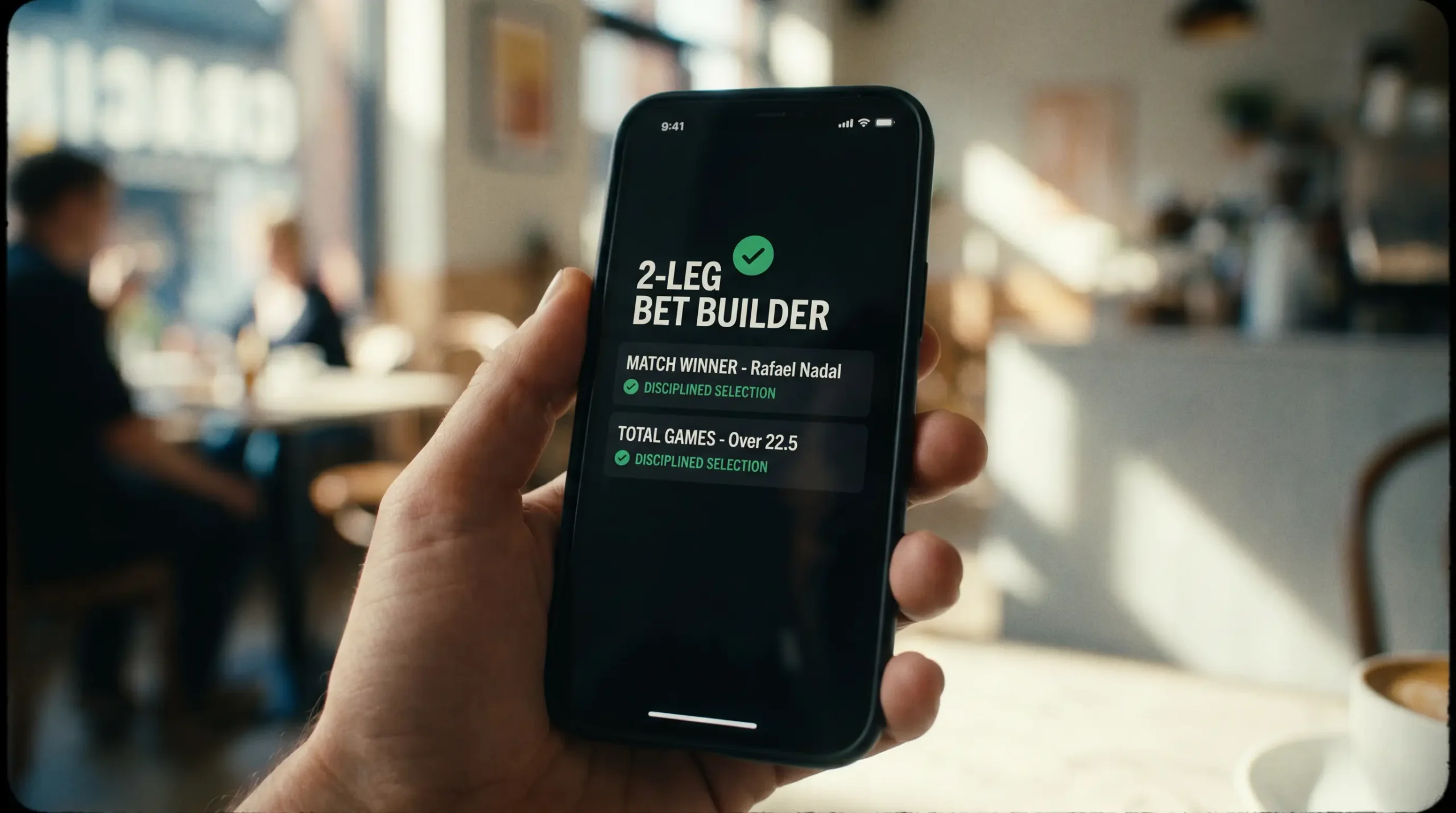 Simple two-leg tennis bet builder combining match winner with total games