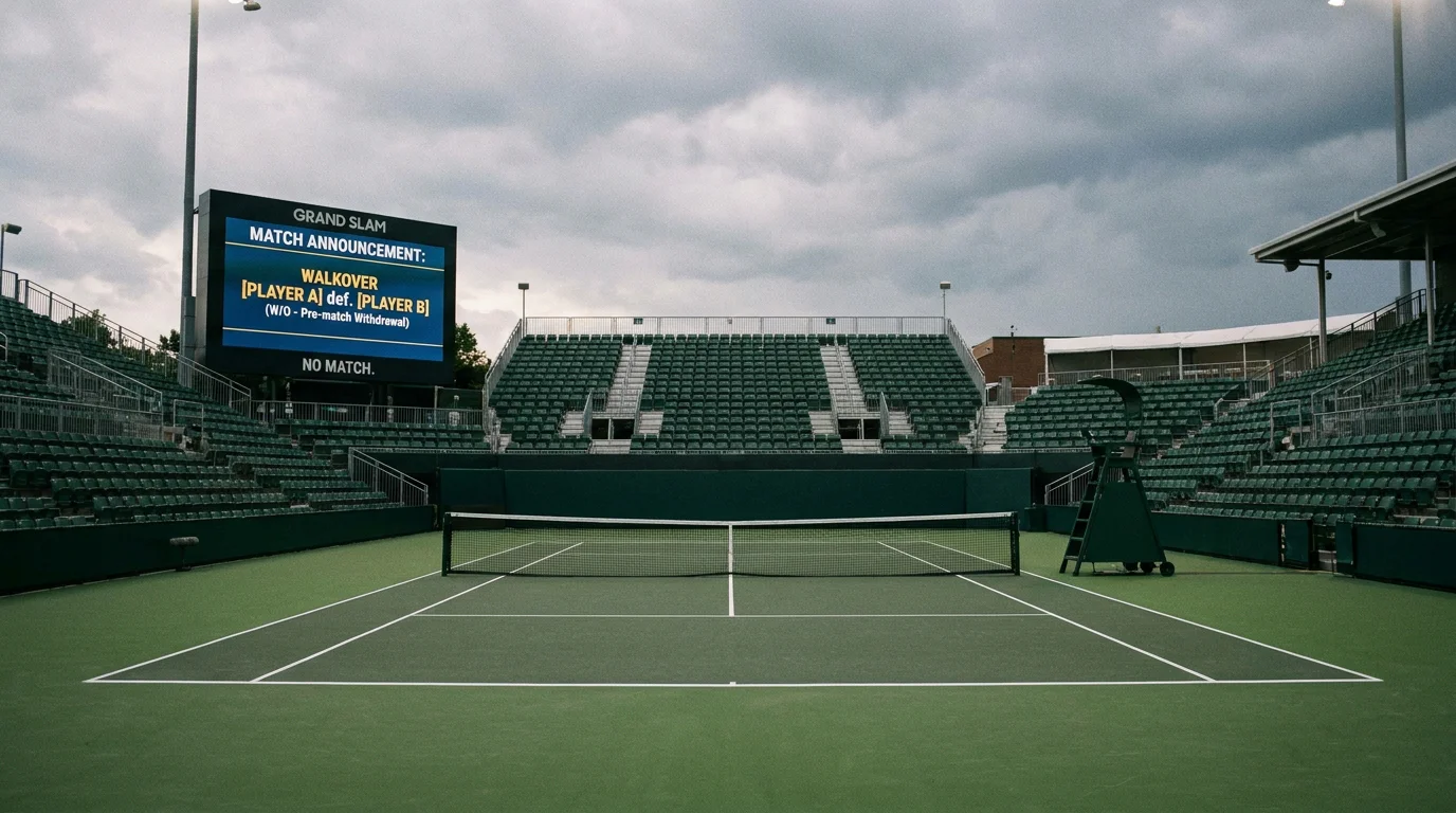 Tennis walkover announcement before match with stakes being returned